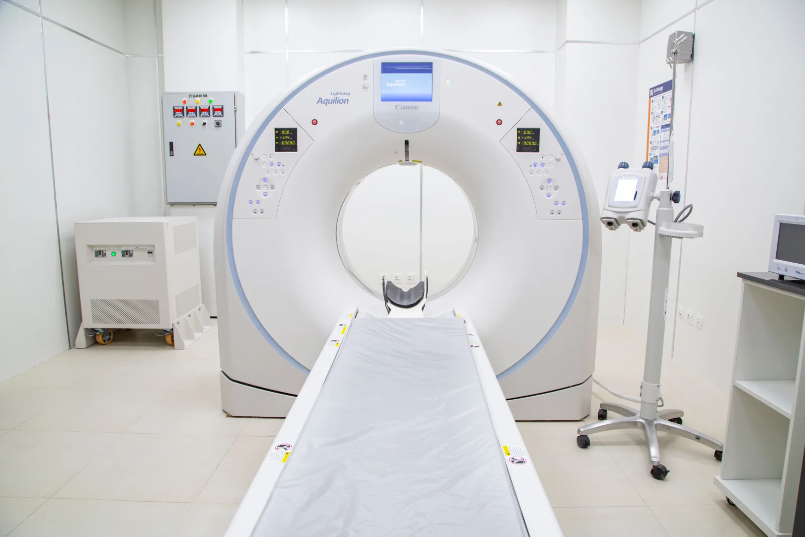 Empty CT scanner in a radiology room