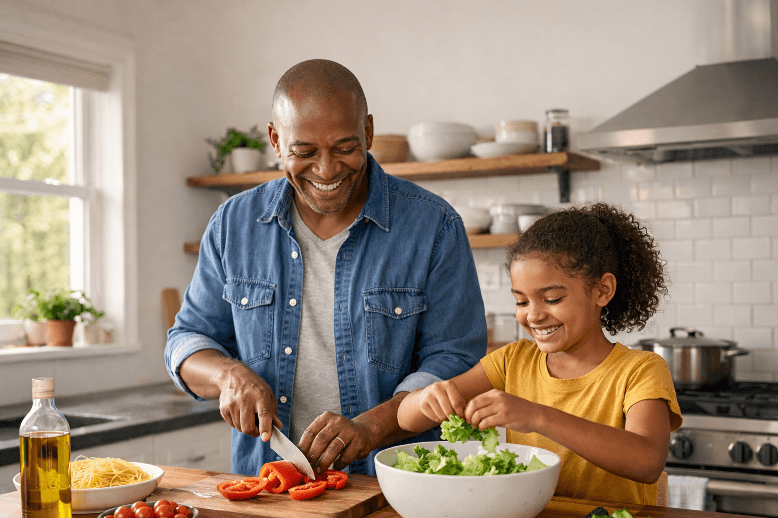 Family sharing a meal together at home